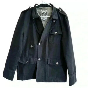 Franky Max Men’s Black Peacoat Jacket Gothic Edgy Dark Romance Sz M Punk RARE